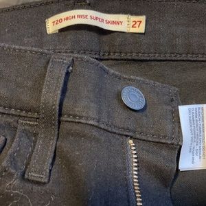 Levi 720 High rise Skinny Jeans- Black 27- 32 inseam